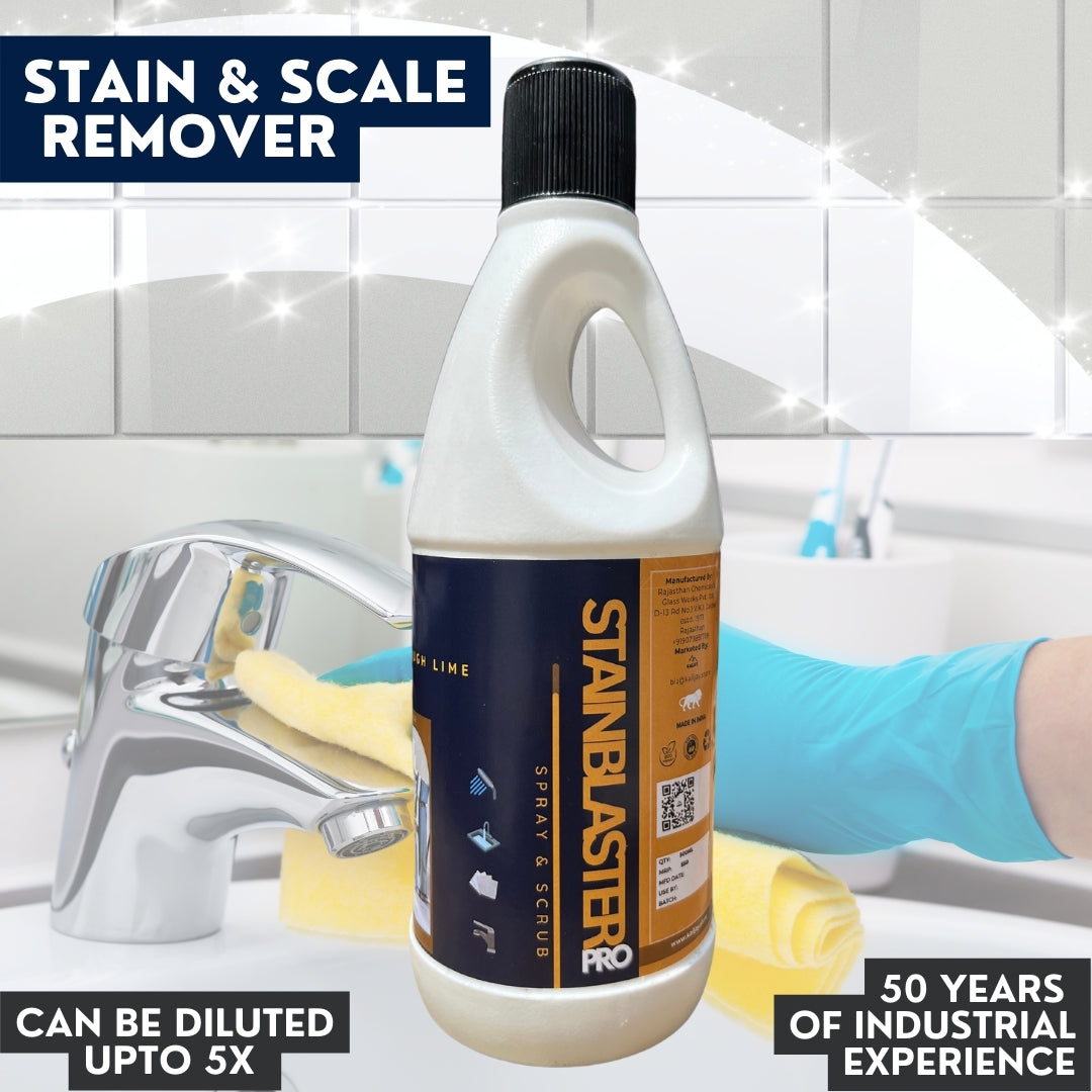 Kailjay's StainBlasterPro Eco-Friendly Hard Water Stain and Tough Lime Scale Remover, Spray and Scrub Cleaner for Bathrooms, Taps, Faucets, Basins, Showers, and Floor Tiles