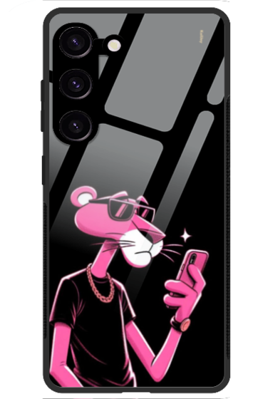 KailJay's Samsung S23 Pink Panther Black Premium Glass Back Case/Cover