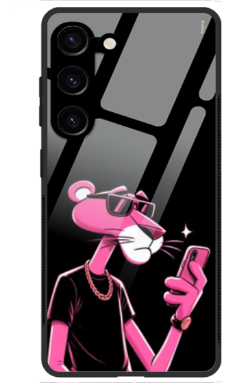 KailJay's Samsung Galaxy S23 Plus Pink Panther Black Premium Glass Back Case/Cover