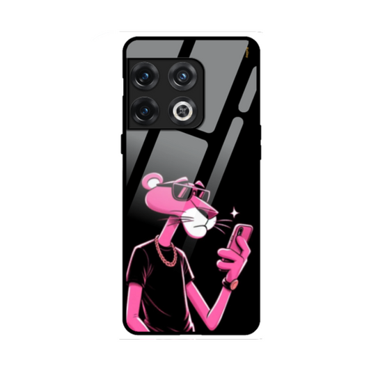 KailJay's OnePlus 10 Pro Pink Panther Black Premium Glass Back Case/Cover