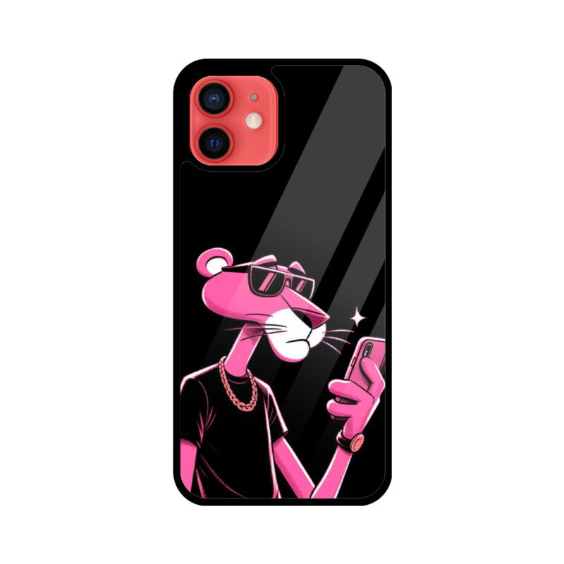 KailJay's iPhone Pink Panther Black Premium Glass Back Case/Cover