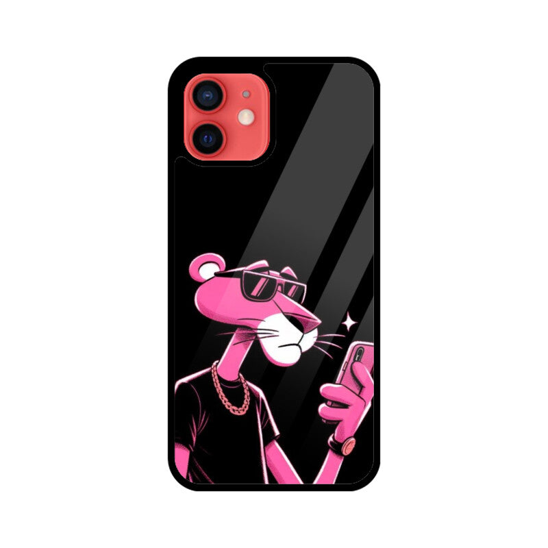 KailJay's iPhone Pink Panther Black Premium Glass Back Case/Cover