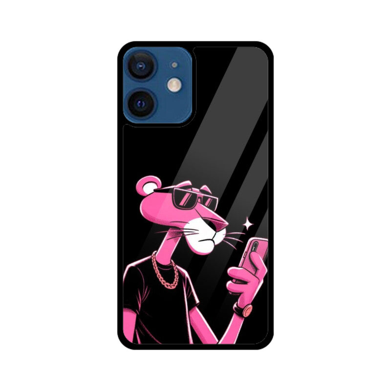 KailJay's iPhone Pink Panther Black Premium Glass Back Case/Cover