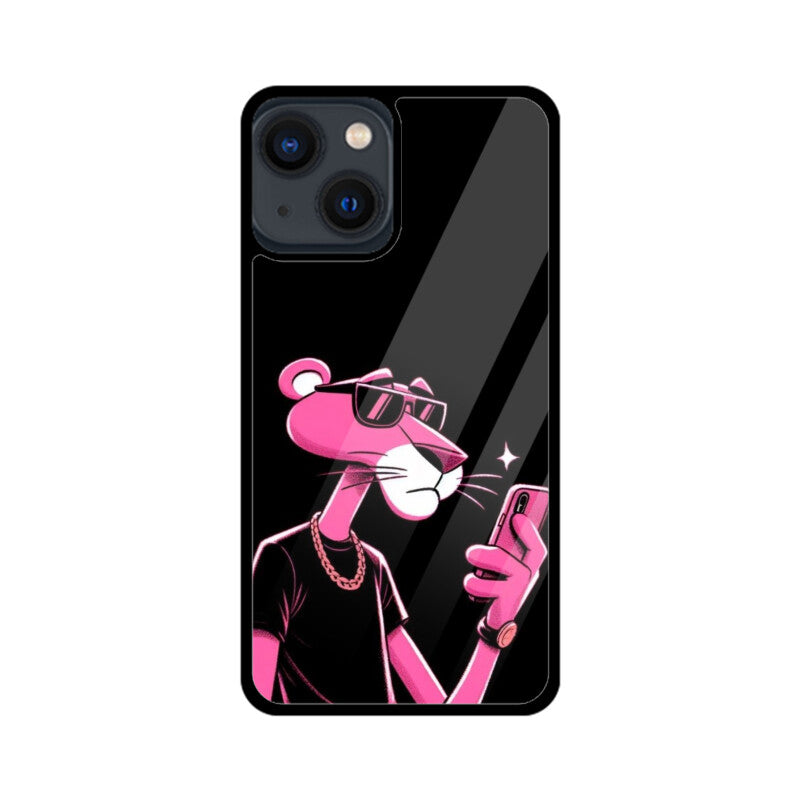 KailJay's iPhone Pink Panther Black Premium Glass Back Case/Cover