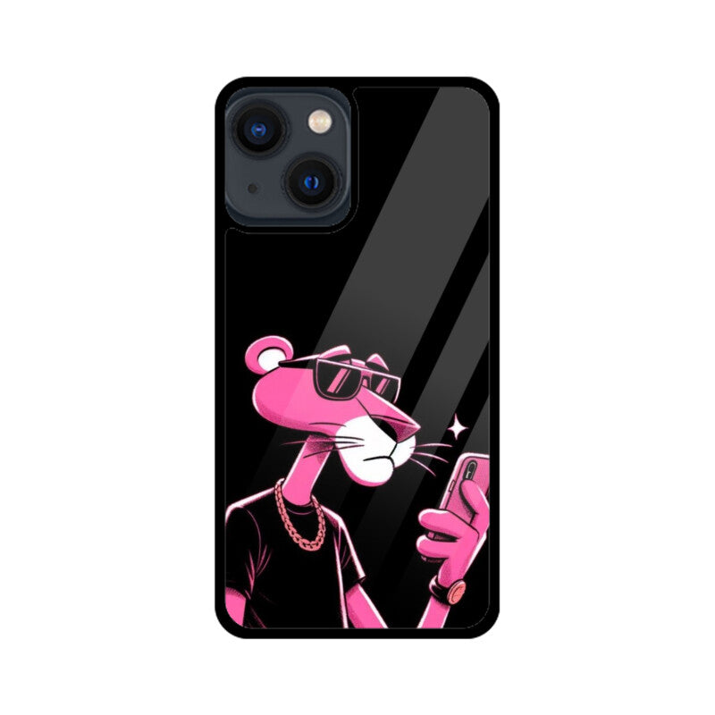 KailJay's iPhone Pink Panther Black Premium Glass Back Case/Cover