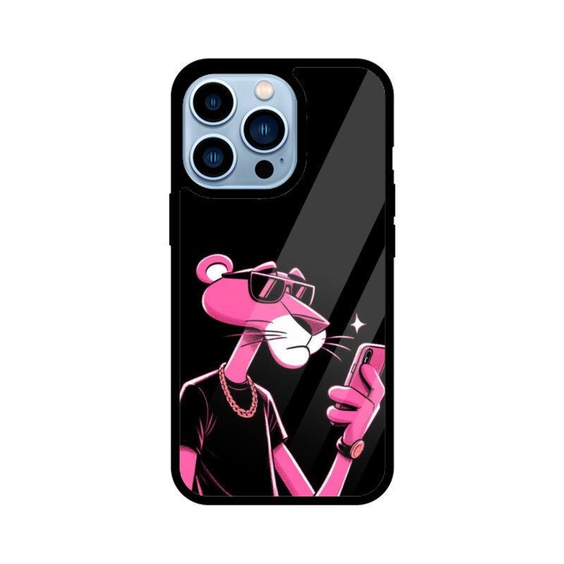 KailJay's iPhone Pink Panther Black Premium Glass Back Case/Cover