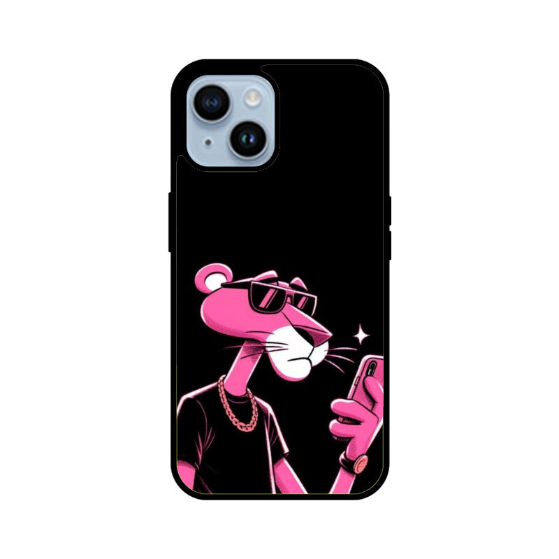 KailJay's iPhone Pink Panther Black Premium Glass Back Case/Cover