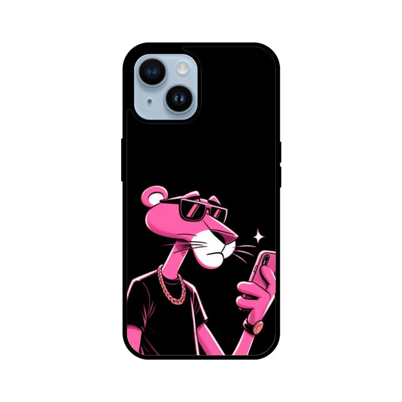 KailJay's iPhone Pink Panther Black Premium Glass Back Case/Cover