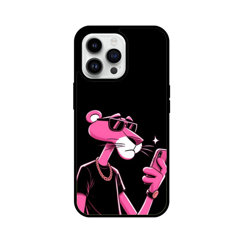 KailJay's iPhone Pink Panther Black Premium Glass Back Case/Cover