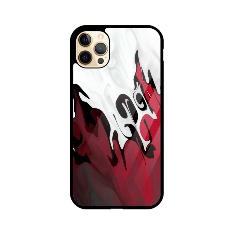 Spirit Fire Red & White Premium Grade Glass Back Case/Cover for iPhone