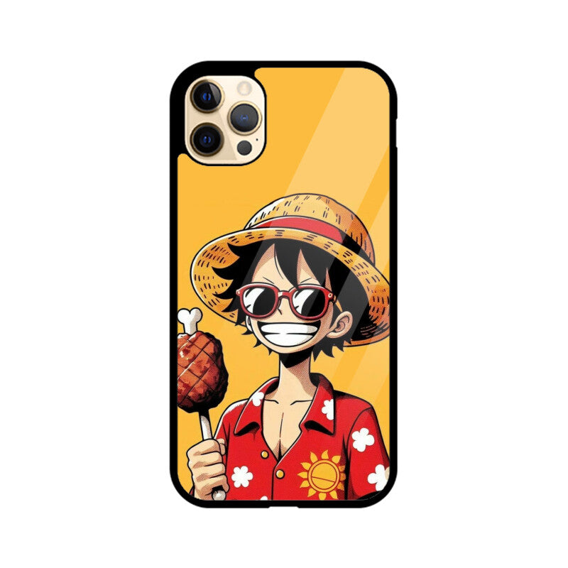 KailJay's OnePiece Luffy Yellow Premium Grade Glass Back Case/Cover for iPhone