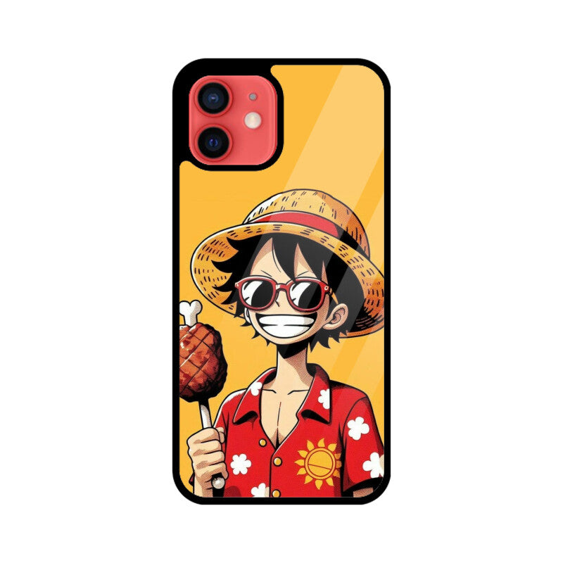 KailJay's OnePiece Luffy Yellow Premium Grade Glass Back Case/Cover for iPhone