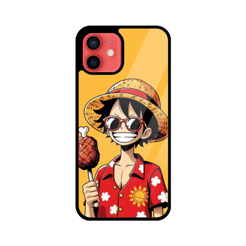 KailJay's OnePiece Luffy Yellow Premium Grade Glass Back Case/Cover for iPhone