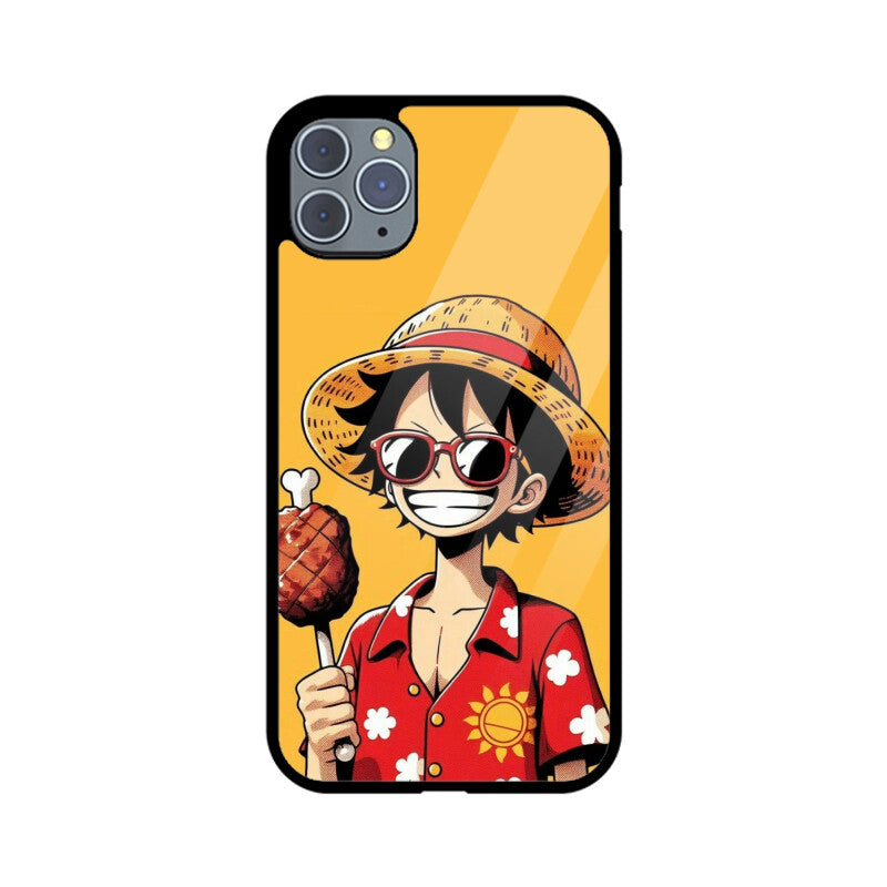 KailJay's OnePiece Luffy Yellow Premium Grade Glass Back Case/Cover for iPhone