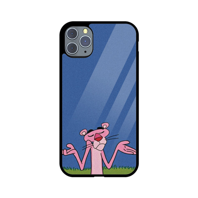 KailJay's Pink Panther Shrug Premium Grade Glass Back Case/Cover for iPhone