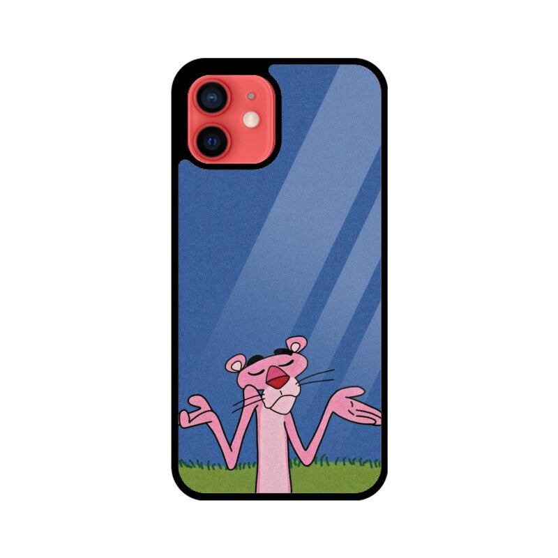 KailJay's Pink Panther Shrug Premium Grade Glass Back Case/Cover for iPhone