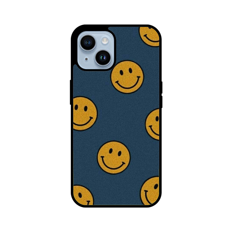 KailJay's Blue & Yellow Smileys Premium Grade Glass Back Case/Cover for iPhone