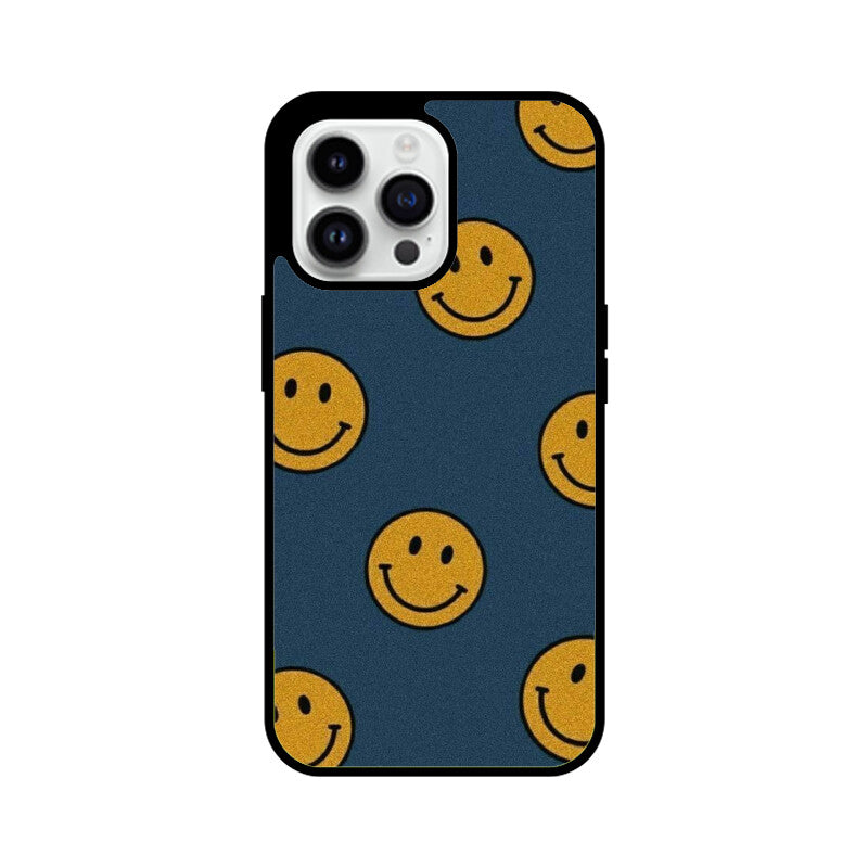 KailJay's Blue & Yellow Smileys Premium Grade Glass Back Case/Cover for iPhone