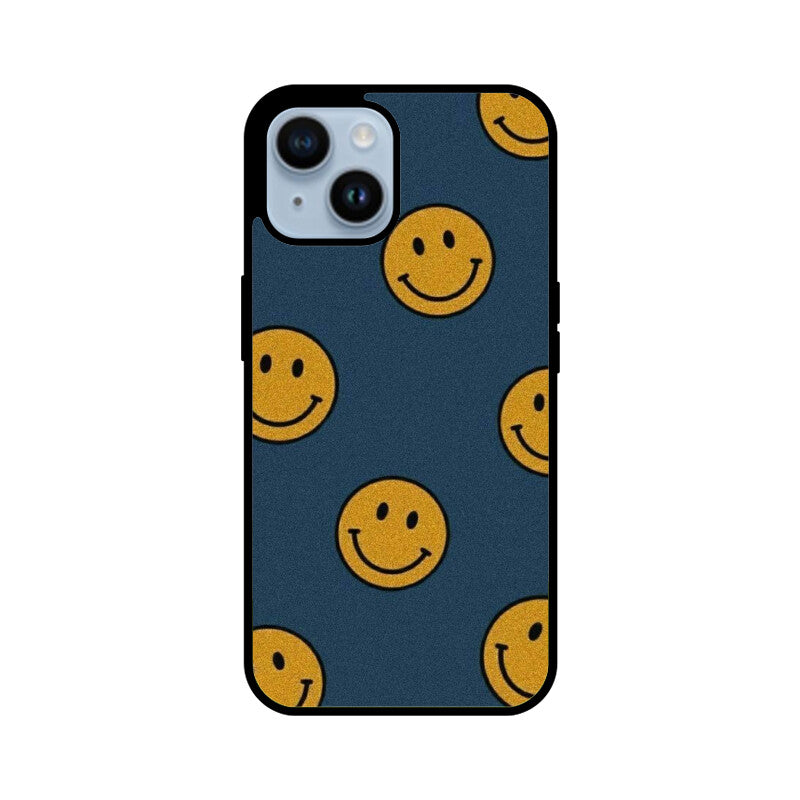 KailJay's Blue & Yellow Smileys Premium Grade Glass Back Case/Cover for iPhone